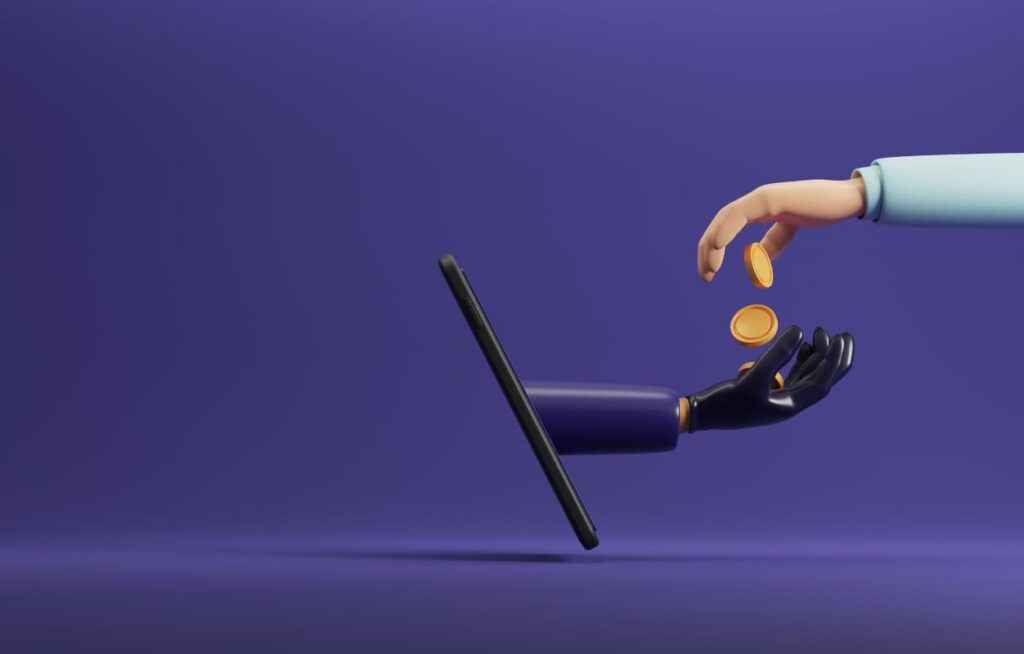 The concept of bank scammers scamming people online