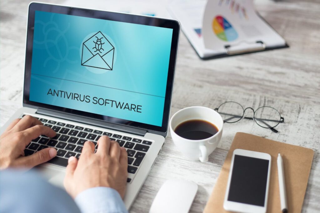 Building a small business cybersecurity strategy starts with using antivirus software to scan and block malware threats.