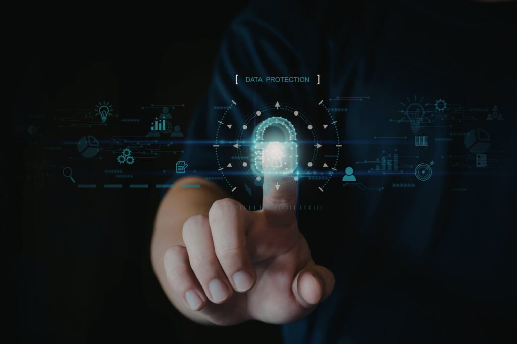 Illustration of a person managing his digital footprint.